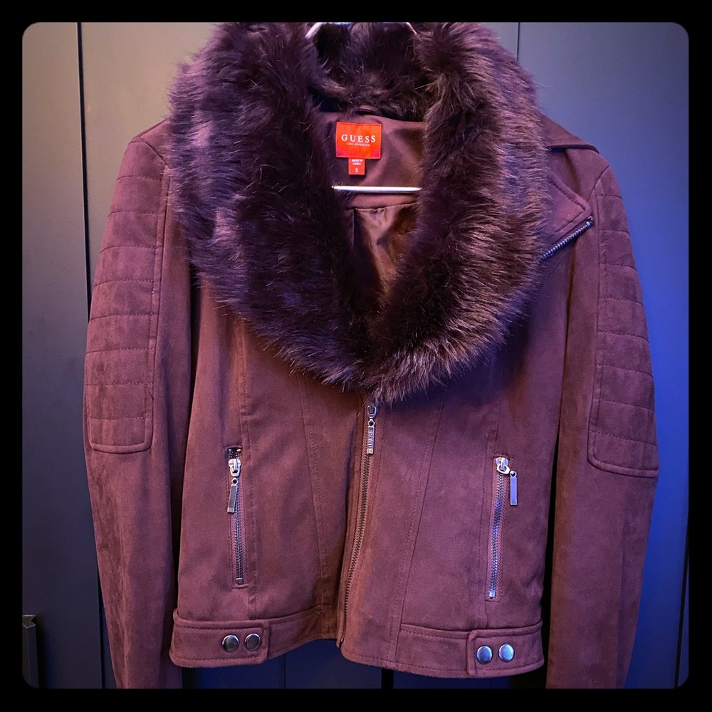 Guess velvet velour purple moto jacket